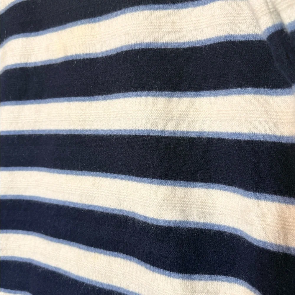 Black Brown 1826 100% CASHMERE Men's Navy and Cream Striped Sweater